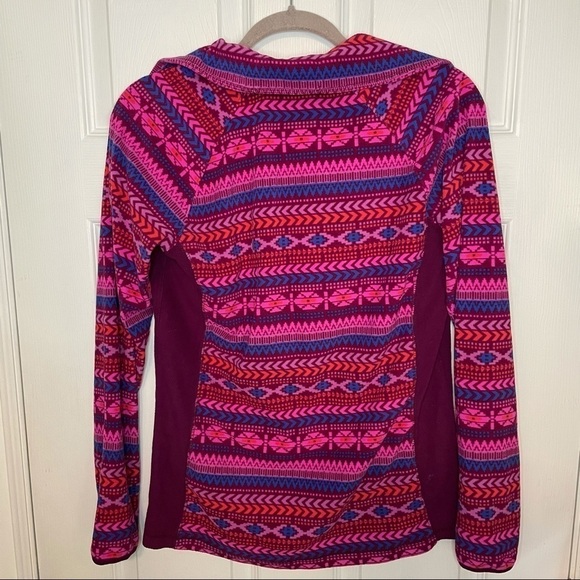 COLUMBIA Multi Printed Aztec pink 3/4 Zip Up Fleece Sweater medium - Picture 3 of 5